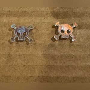 Shiny Silver Cartoon Skull Stud Earrings NEW